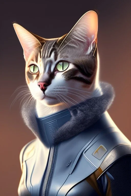 Portrait of a cat which is dressed like Seven of Nine Star Trek