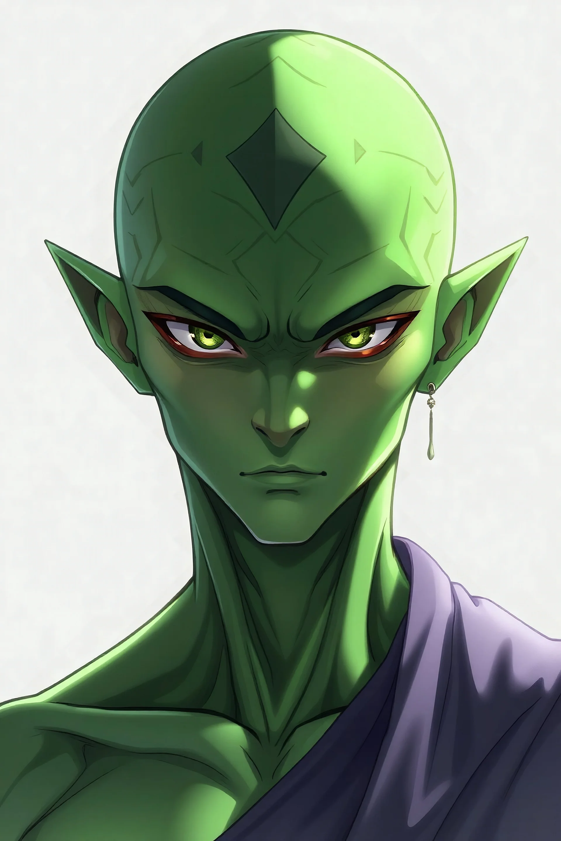 portrait of a male anime monk with green scaly skin and ((amphibian eyes))