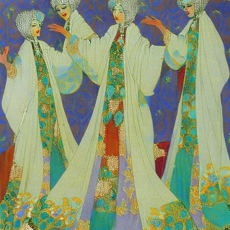 Odalisques in magnificent robes from 'Thousand and One Nights' by artist "Vittorio Zecchin"