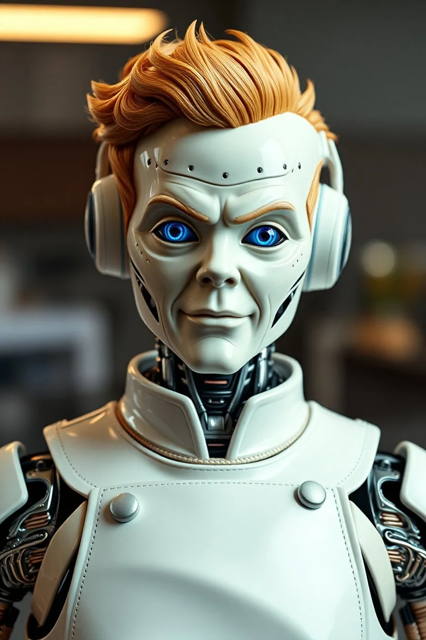 full figure Gordon Ramsey as a robot alien