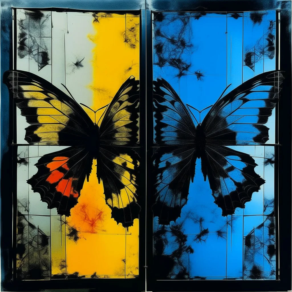 diffused double exposure photography, faded primary colors, dark negative space, TEXT "BLACK BUTTERFLY", nihilistic, segmented separated biologic meandering coherence across multiple oblong panels, minimalism, foreboding, deconstructivism, distorted, existential pessimism