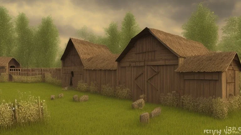 medieval hay fields and barns