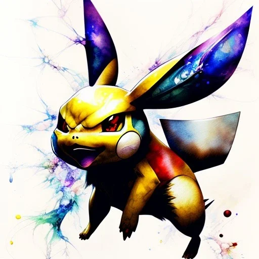 Pokémon Pikachu, watercolor illustration by <agnes cecile> <Yoji Shinkawa>, intricate detail ,