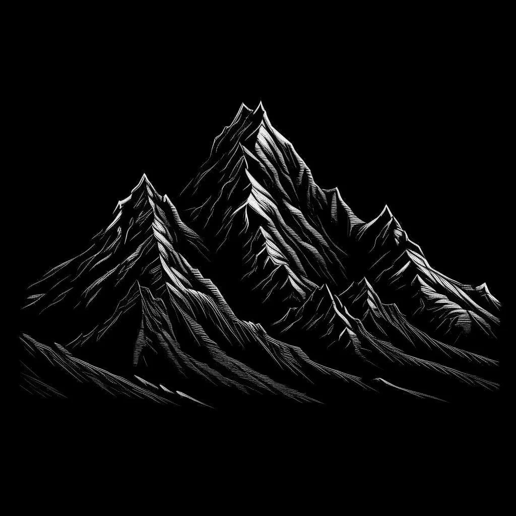 draw a simpel black mountian with black background