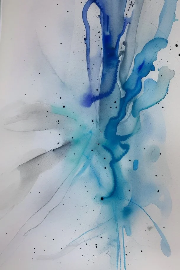 Abstract wet watercolour, grey blue