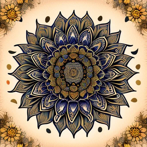 Stylized sunflower with mandala