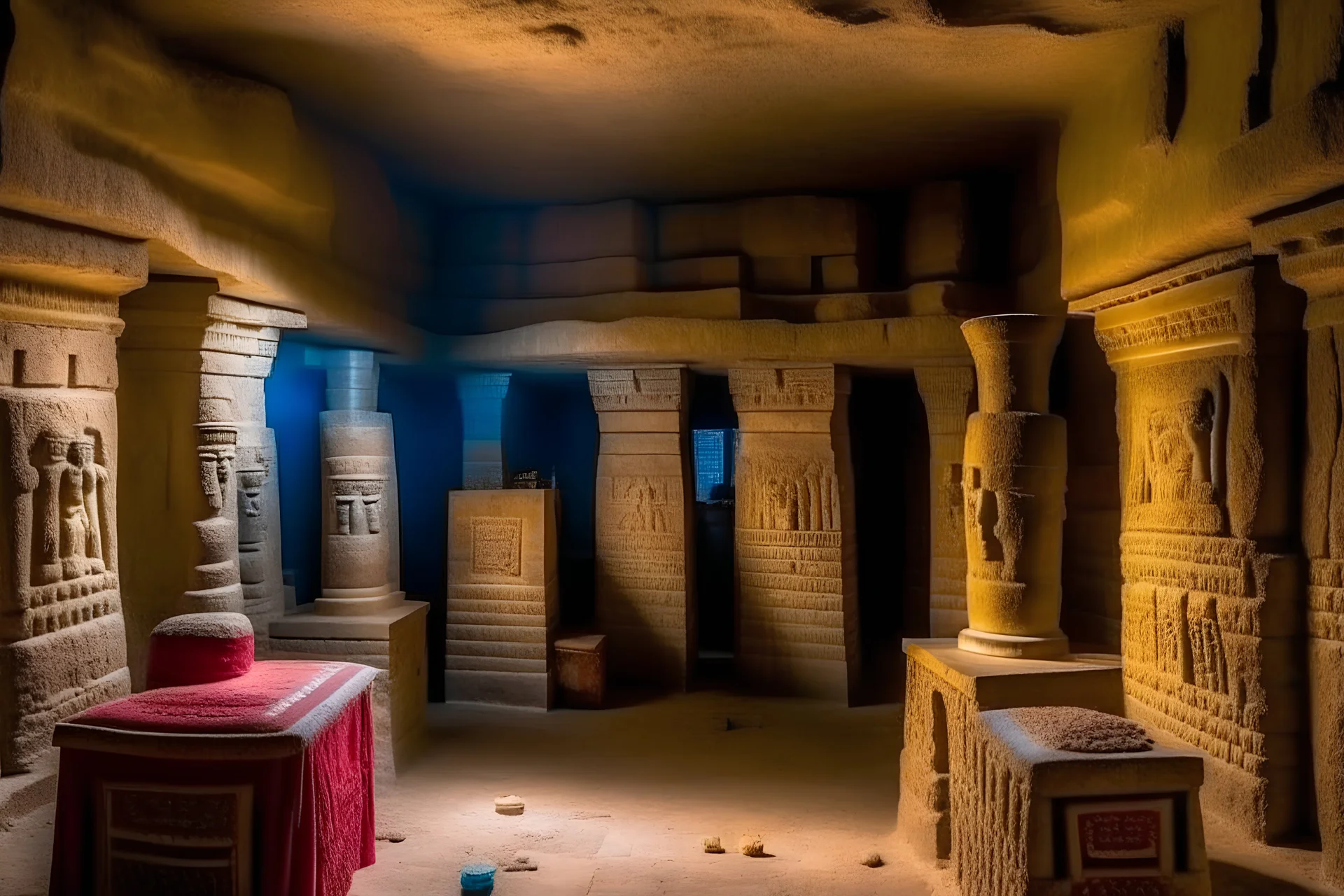 Tombs of kings of ancient civilization, many objects. pomp A huge splendor is the ancient Tomb of Kings in the depths of the earthTemple of the goddess Venus, where Amazon women guard the magnificent huge hall, some armed.