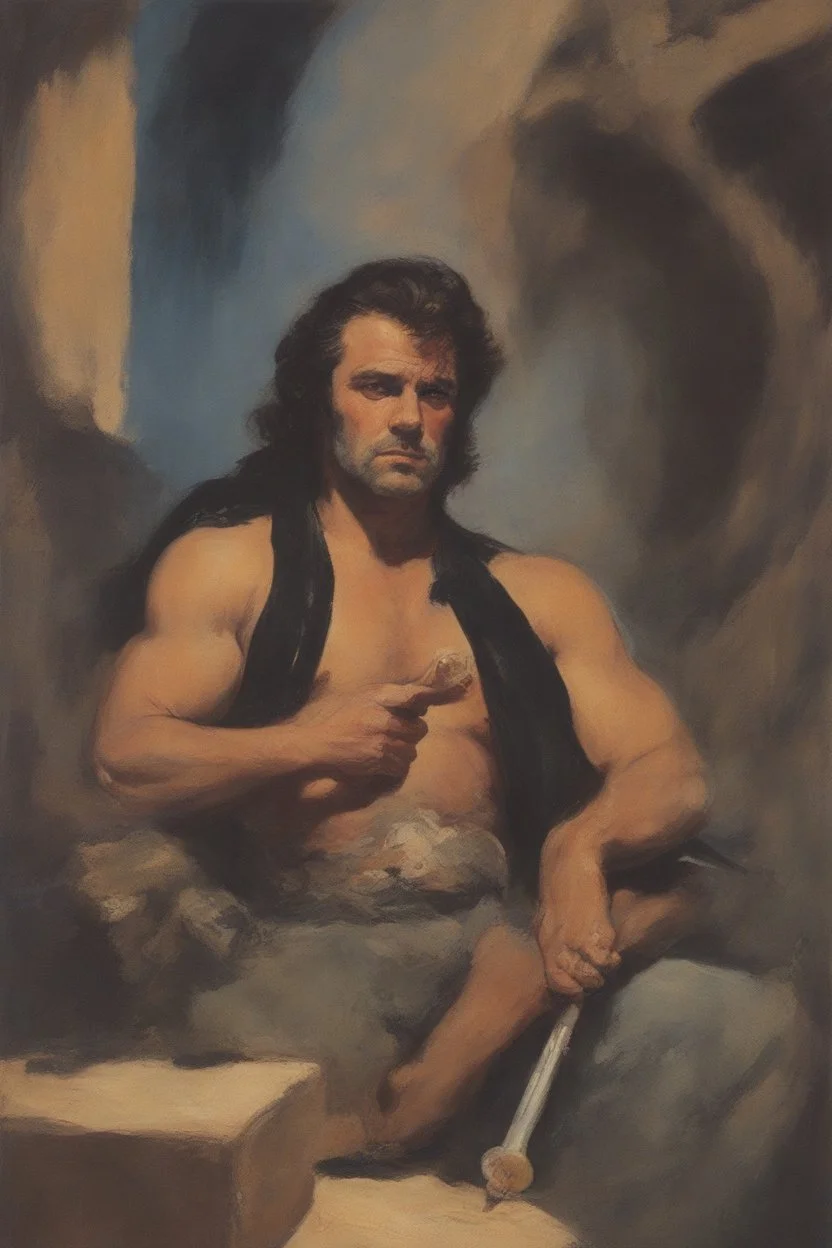 a full color facial self portrait of Frank Frazetta by Frank Frazetta