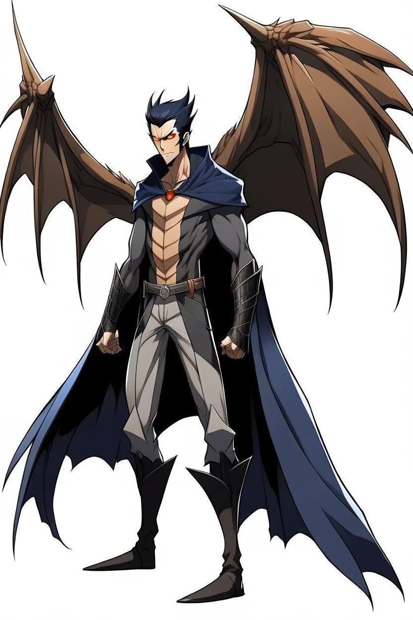 Anime man side character with dark , hybrid with Pteranodon wings,small muscles, aged 30, wearing a Pteranodon superhero suit