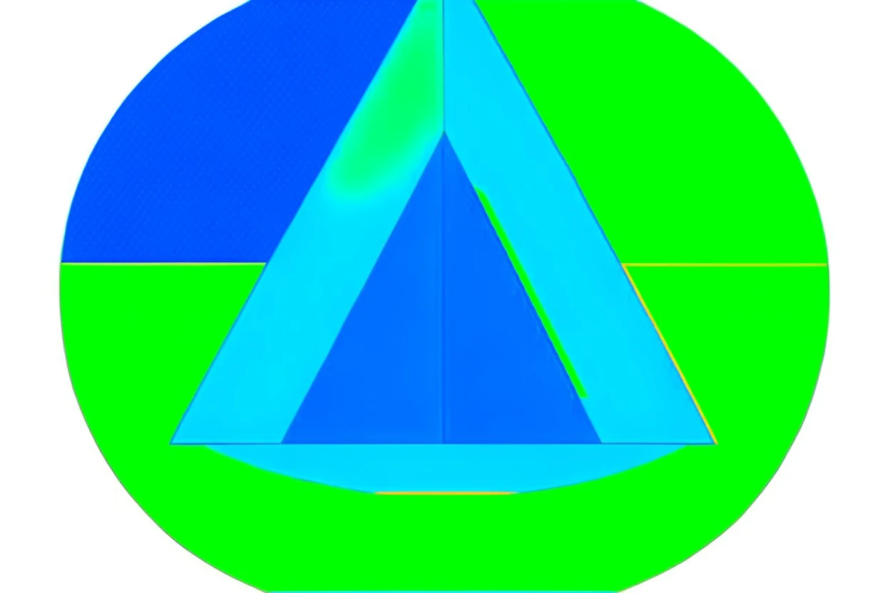 green triangle in the middle of circle, blue and green