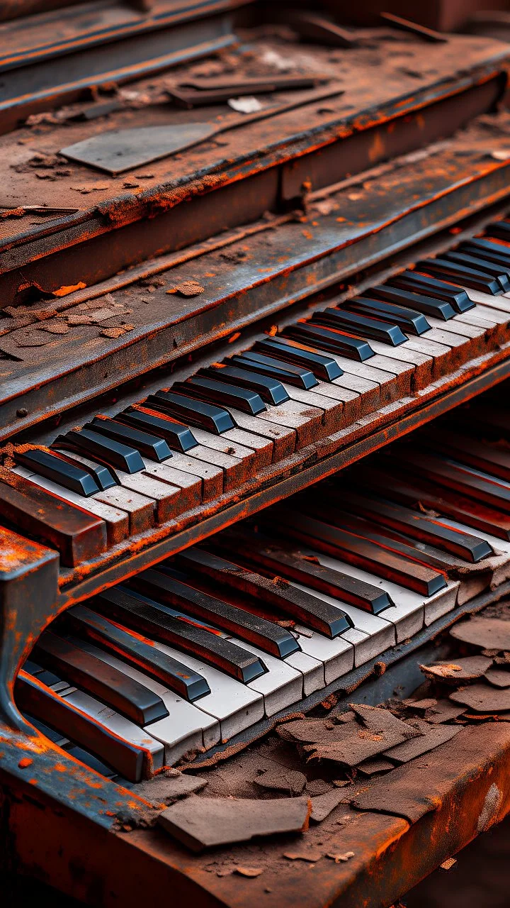 old rusted piano keyboard