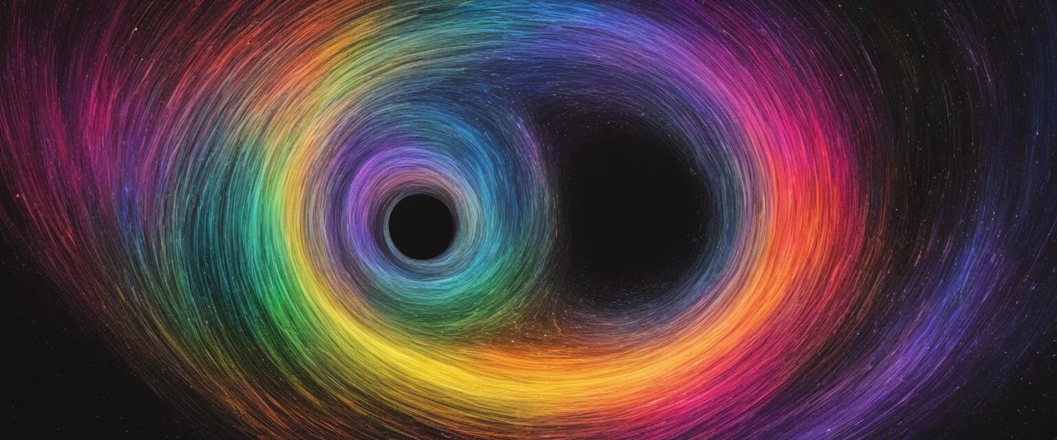 colorful, rainbow, void and a black hole