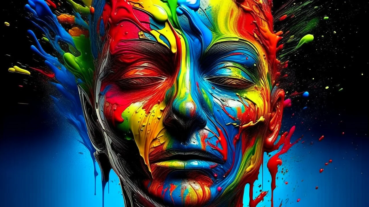 a colorful splash of face shape paint, amazing splashscreen artwork, photoshop water art, liquid painting, swirling paint colors, ink splash, physics splashes of colors, colorful swirls of paint, paint splashes, swirling paint, painting of splashing water, splashes of liquid, cgsociety saturated colors, trend on behance 3d art, HDR, UHD, 64K, highly detailed, (digital art:1.3), intricate, (highly detailed:1.3), digital painting, artstation, concept art, illustration, (sharp focus, Unreal Engine