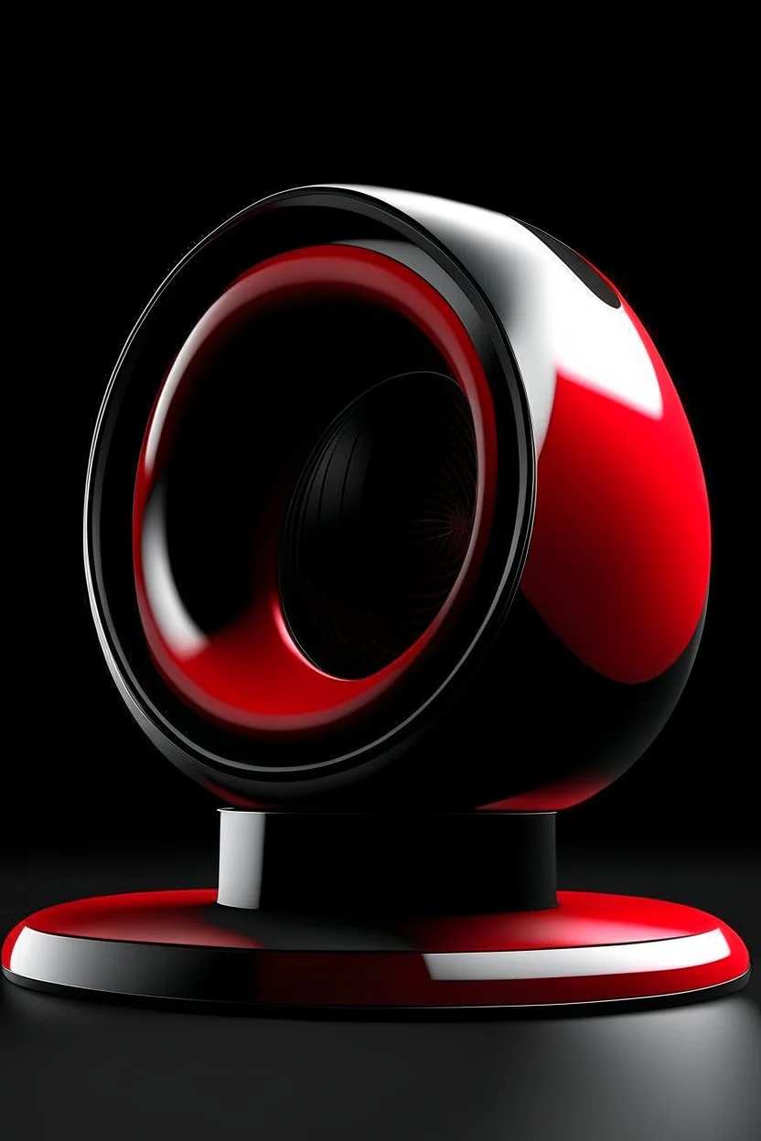 speaker, form inspired by flora and fauna , architecture form, modern design style and black and red color