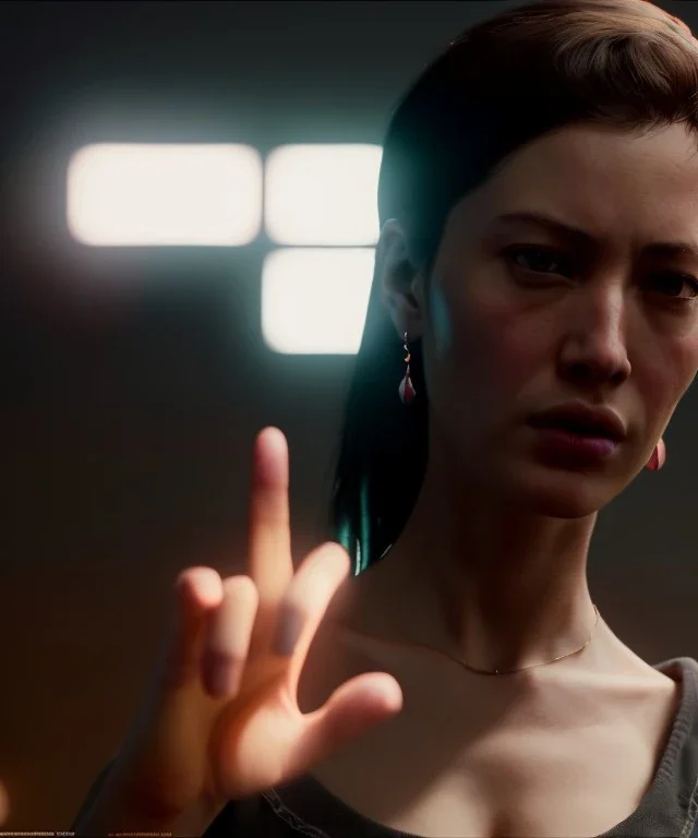 Ultra Realistic image portrait, medium shot view, woman making the fuck you finger gesture, highly detailed, unreal engine 5, RTX, ultra detail, volumetric lighting, finely drawn, high definition, high resolution.