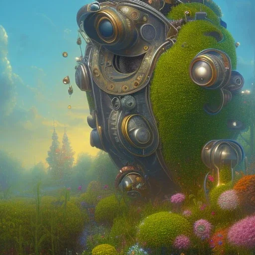 pixar style, volumetric summer garden environment and background, hyper realistic painting of steampunk puffer Nike sneaker, looking excited, volumetric lighting, dramatic lighting, detailed digital painting, anime, ornate, colour-saturated colors, chaotic, small minutiae, tiny features, particulars, centered, smooth, sharp focus, renderman gofur render, 8k, uhd, detailed eyes, realistic shaded volumetric lighting, sunlight caustics, backlight, centered camera view