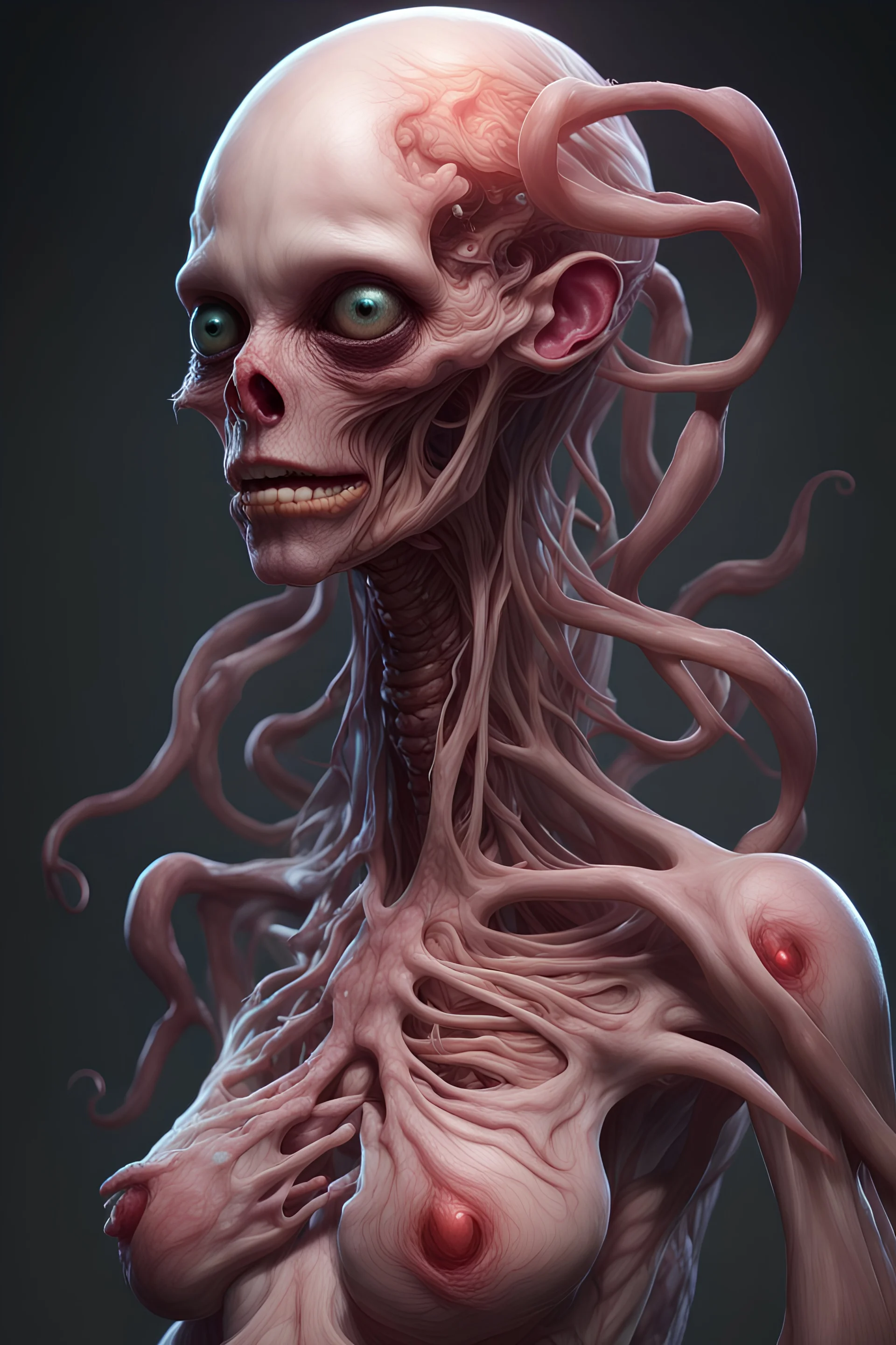 an parasitized fertile, yet horrifying and,fecund 8k human form, prominently displaying, artful, digital art trending on artstation 8k high res ber-skin