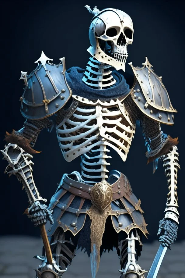 medival skeleton knight wearing fullplate armor