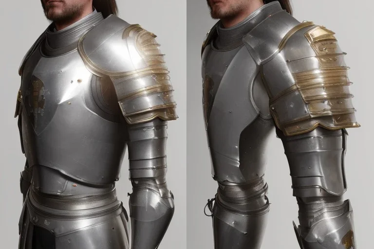 shining medieval knight armor pieces, realistic, detailed, metallic, digital painting, unreal engine render