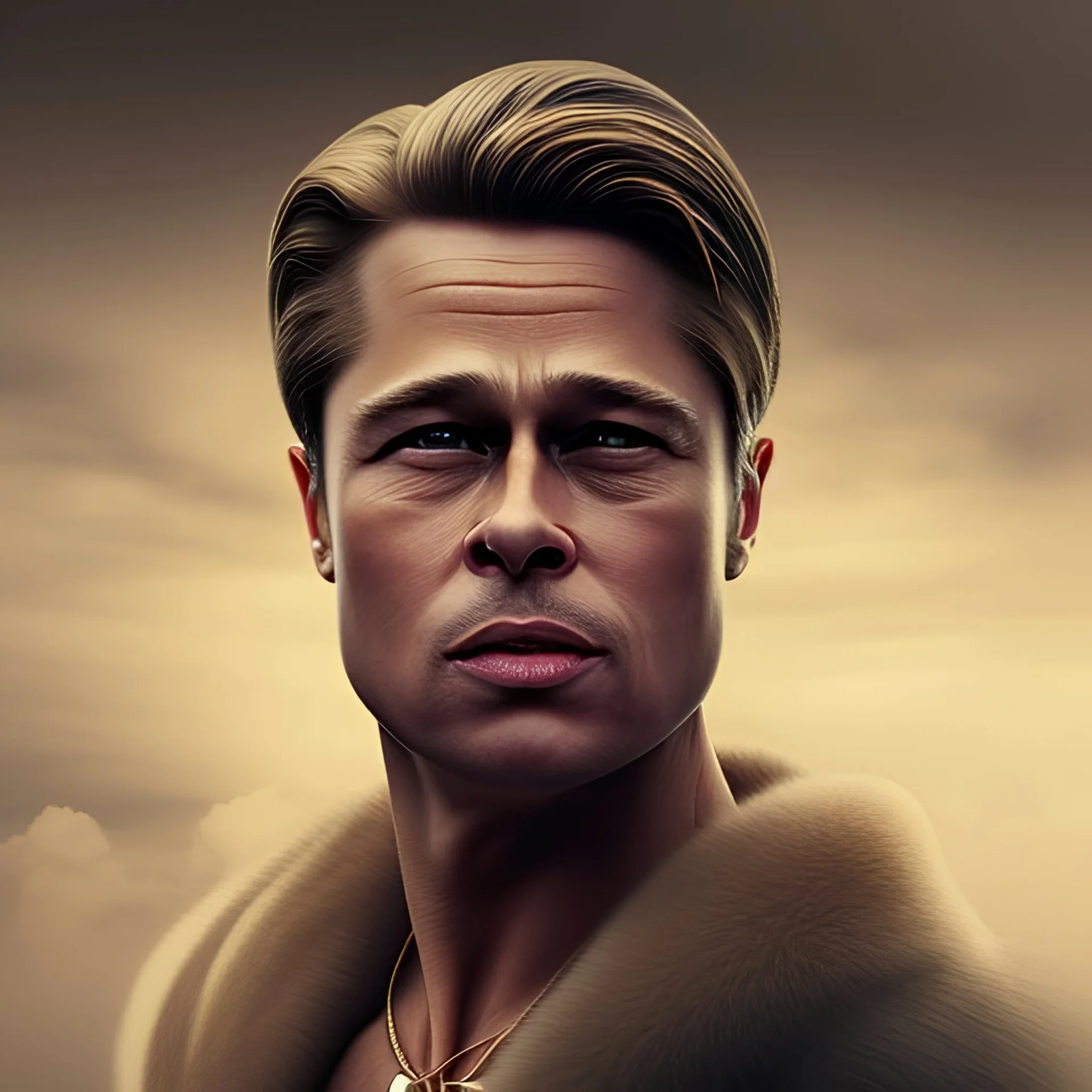 Mystery Brad pitt mask,Ambiance dramatique, art background, dramatic lighting, volumetric lighting, hyperrealisme, 8k, high quality, lot of details, fit within portrait