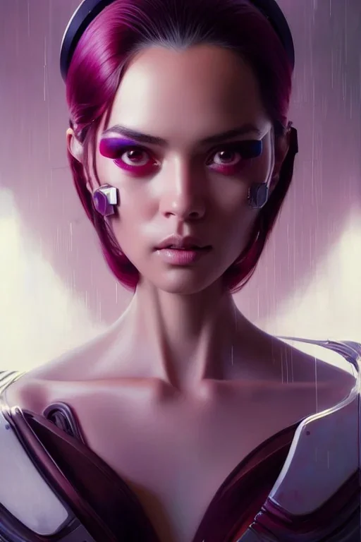 hiper realista, hiper detalhado, retrato de corpo inteiro, no estilo cyberpunk, de Papai Noel com implantes biônicos, cabelos azuis, olhos brilhantes, arte de greg rutkowski, artgerm, wlop, rossdraws, boris vallejo