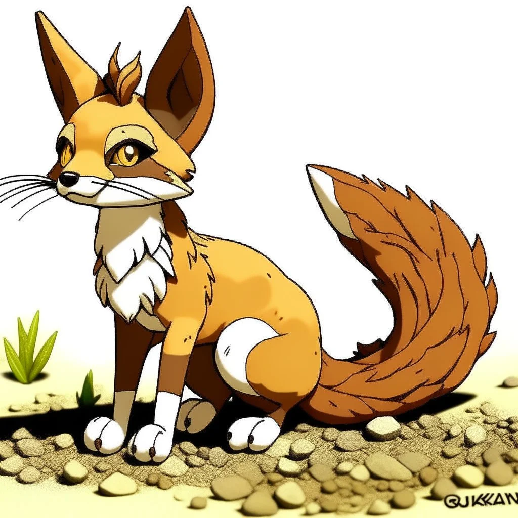 Create a fox with ground/rock-like features
