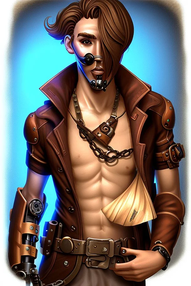 sexy male faceless gamer steampunk