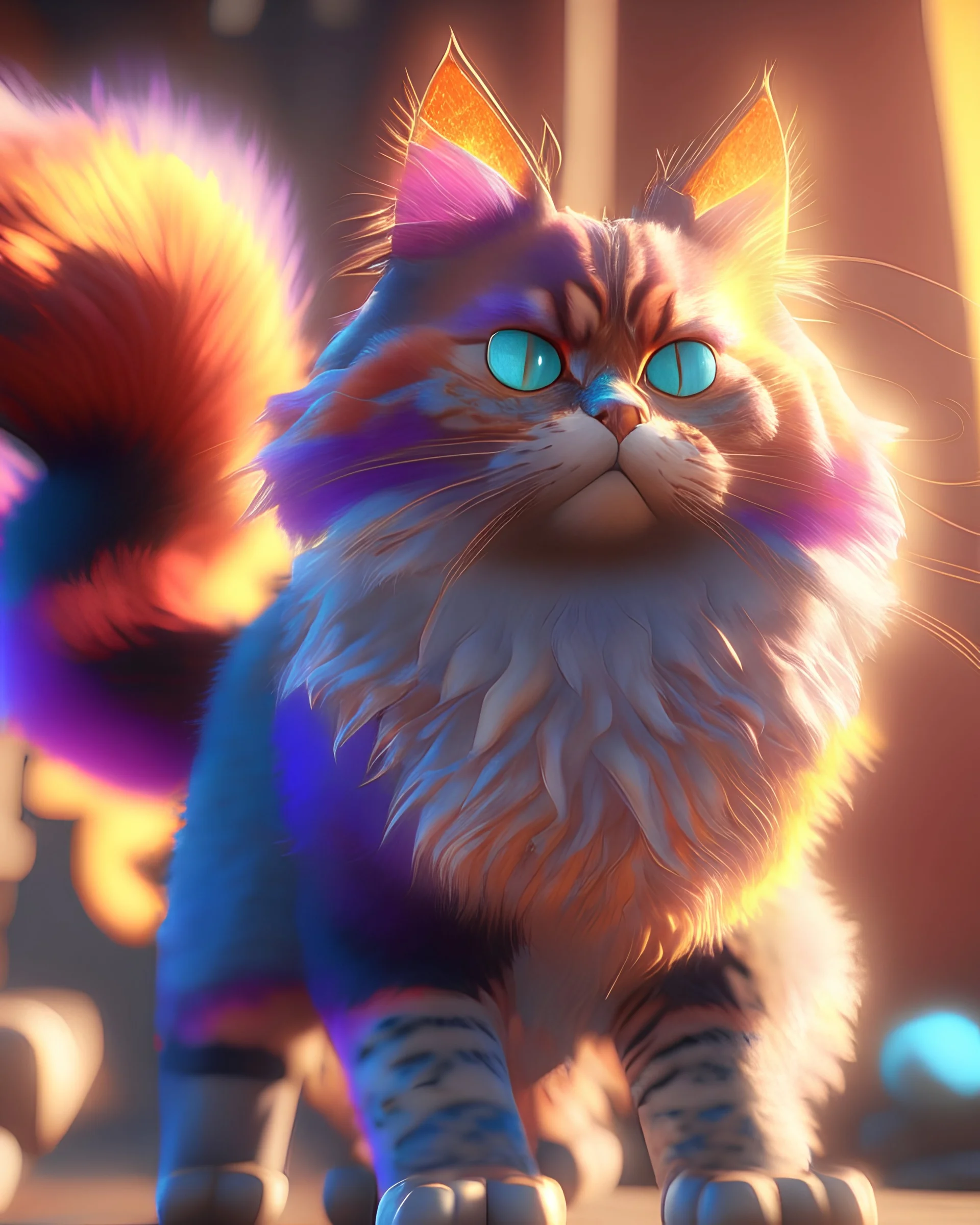 Stunning 3D video game style cat, realis...