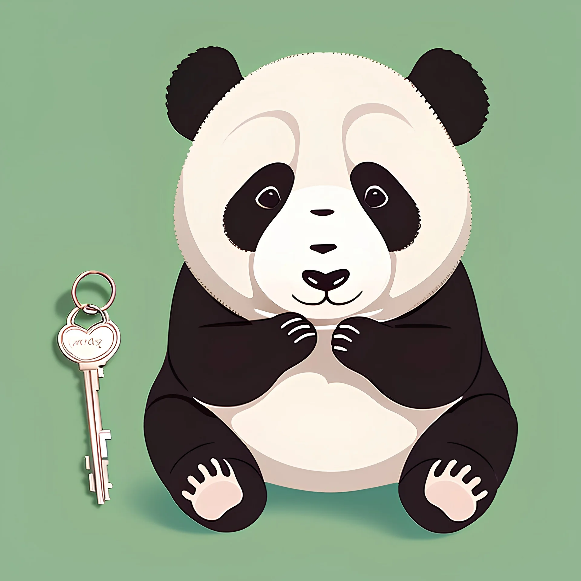 illustration of cute panda holding key