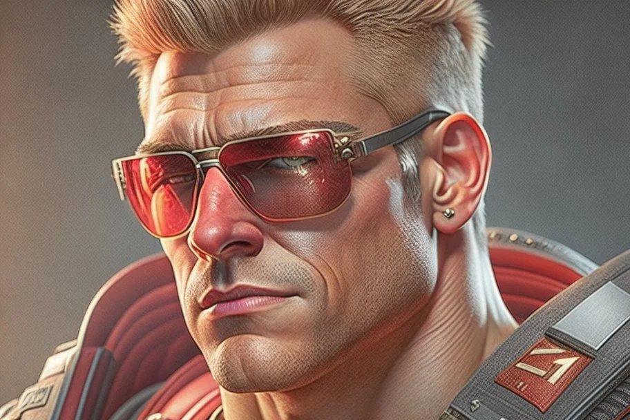 Photoreal Duke Nukem with shades