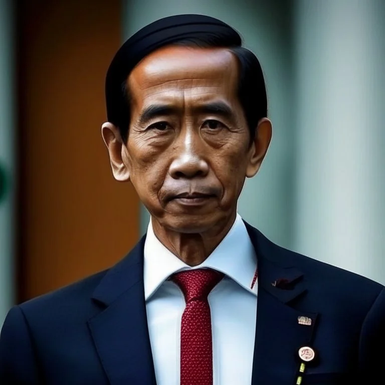 Joko Widodo The president of Republic Indonesia in militiary cyberpunk style