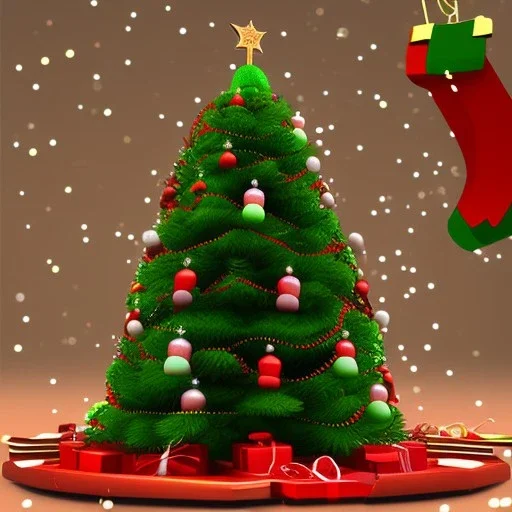 cute 3d cartoon christmas tree