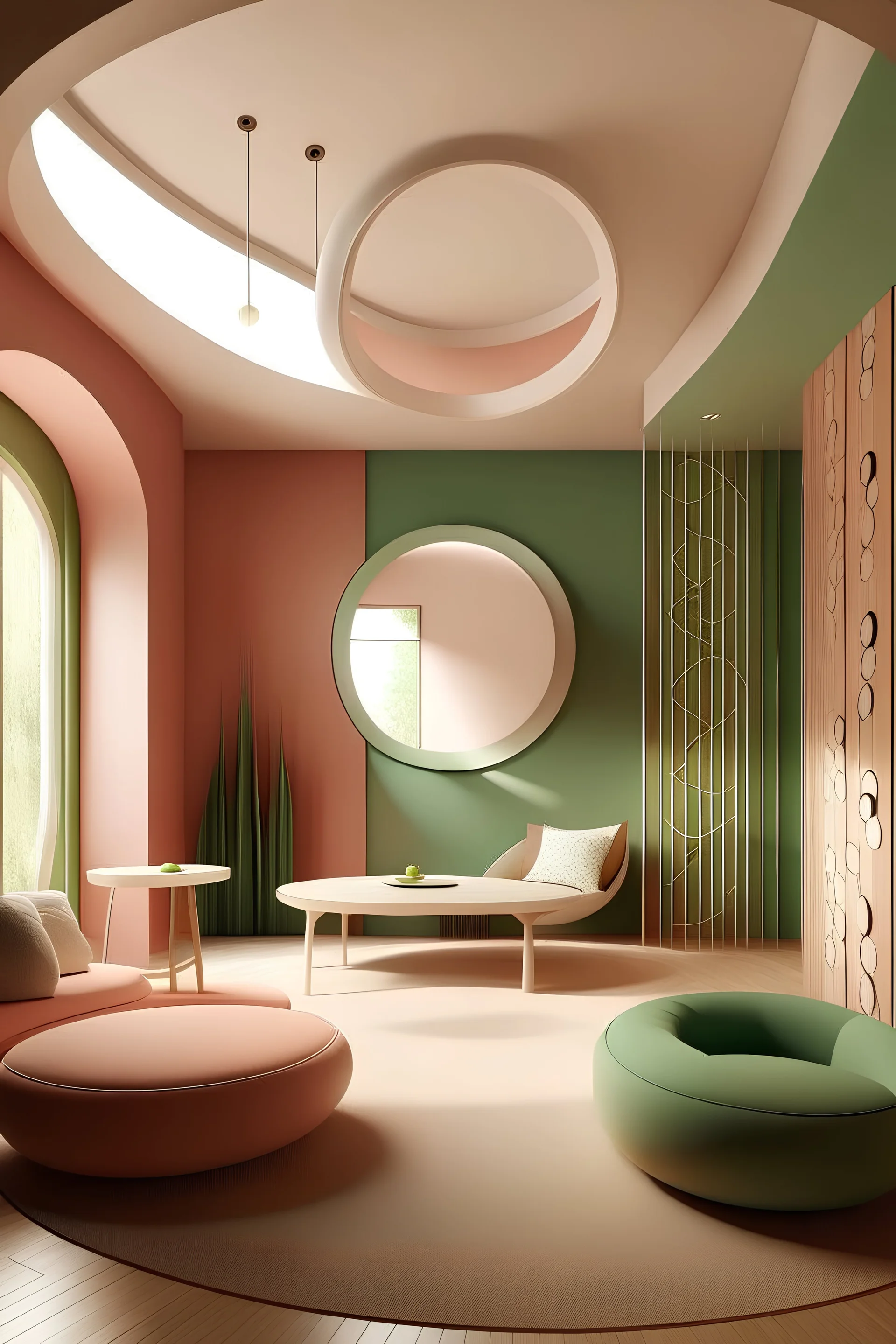 room design with circles and curves