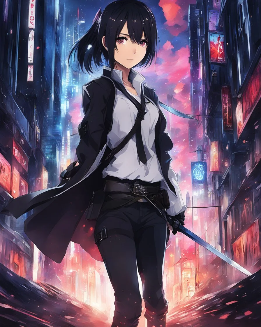 A girl, straight from the realms of anime and manga. Sword Art Online vibes, but with a twist. A psychological thriller set in a virtual world. A skilled assassin trapped in a game, forced to confront her own desires and fears. Mix in a touch of mystery, a hint of romance, and a dash of danger. Yes, that's it. The perfect prompt is forming in my mind.