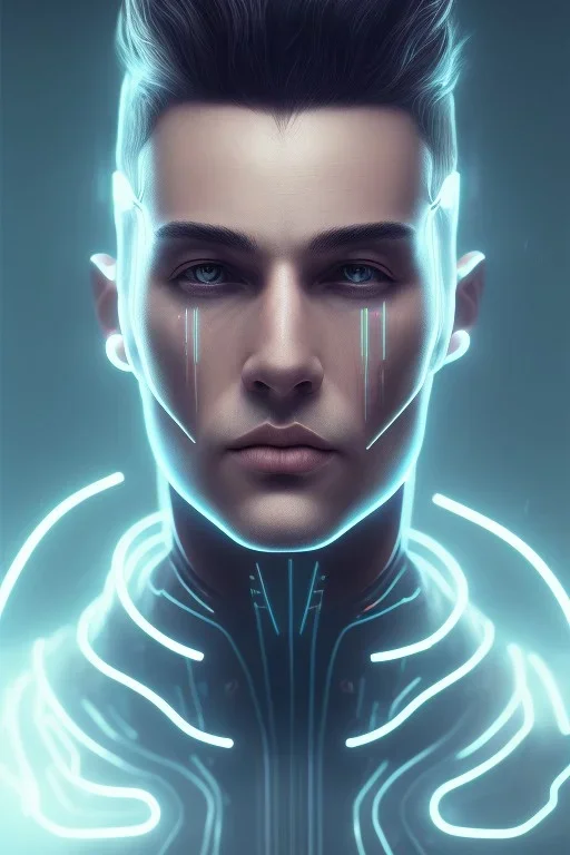 cyberpunk, head, men, portrai, tron