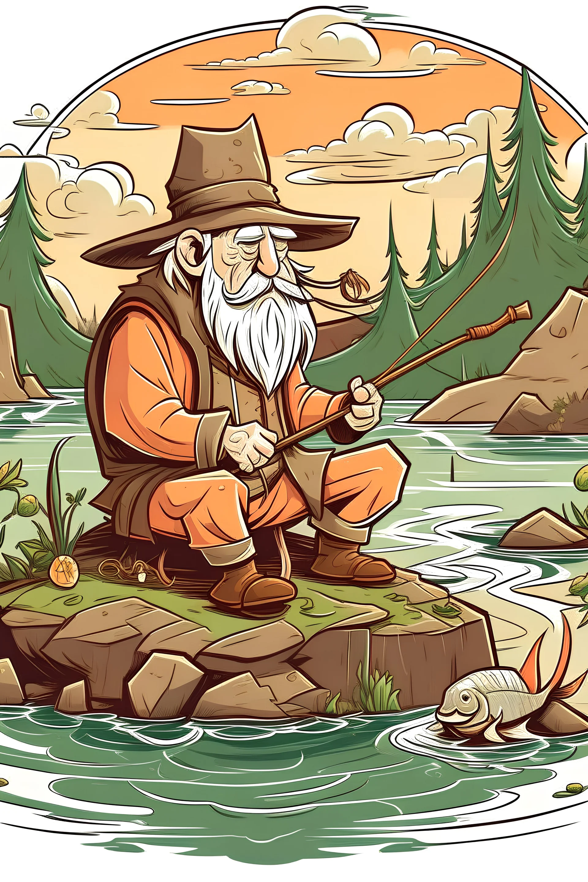 the hobbit is fishing at the river