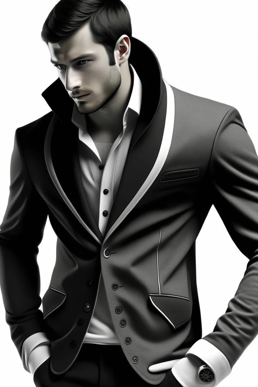 Dual Man's Casual black Blazer jacket with a grey hoodie jacket Atached... 2 Button