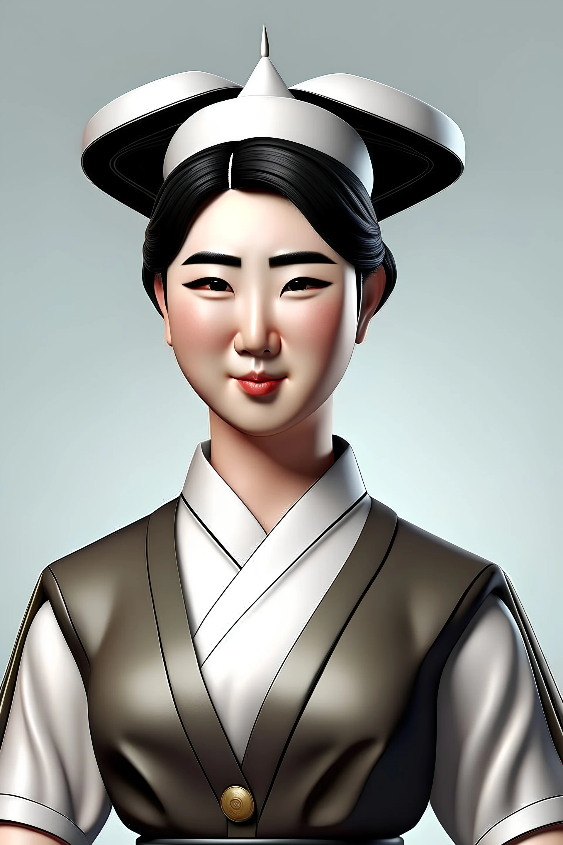 make a 3d render Disney poster of Kim Jun un in a maid outfit