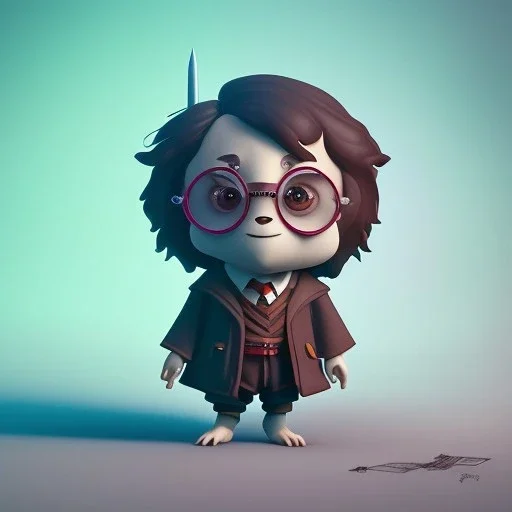 tiny cute {harry potter} toy, standing character, soft smooth lighting, soft pastel colors, studio ghibli background, skottie young, 3d blender render, polycount, modular constructivism, pop surrealism, physically based rendering, square image