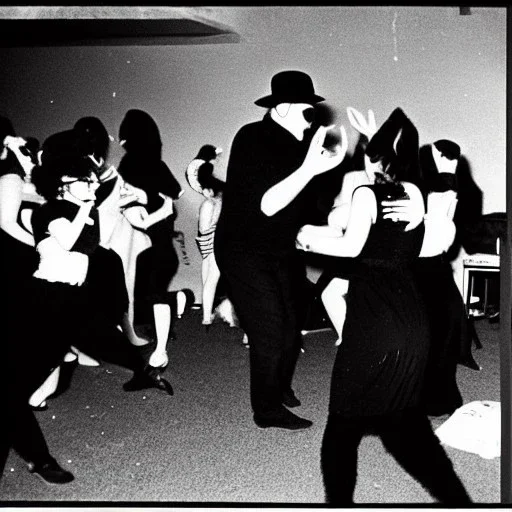 Old Creepy photo of new years eve rave cats dancing