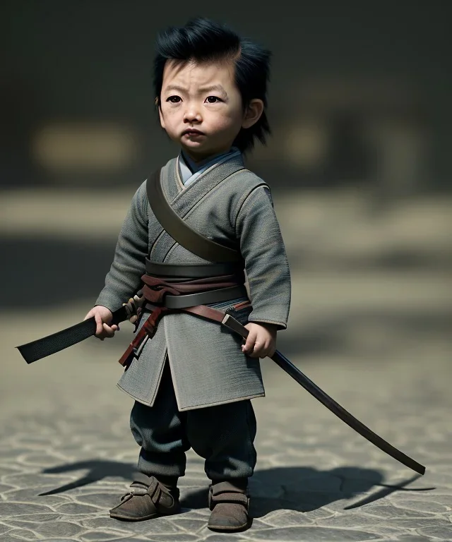 little boy samurai. shadows, Brent Weeks, Night Angel, cobblestone street alley, highly detailed, hyper-detailed, beautifully color-coded, insane details, intricate details, beautifully color graded, Cinematic, Color Grading, Editorial Photography, Depth of Field, DOF, Tilt Blur, White Balance, 32k, Super-Resolution, Megapixel, ProPhoto RGB, VR, Halfrear Lighting, Backlight, non photorealistic rendering