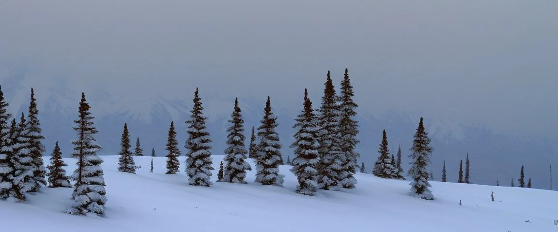 mountain. range pine wood in the snow by Andrea del sarto