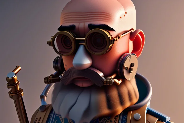 portrait of a bald and shaved Atul Bhardwaj building lego, steampunk, brown eyes, no facial hair, steampunk, unreal 5, octane render, cinema4d, dynamic lighting, soft lighting, 4k, redshift render, highly detailed, hyper realistic