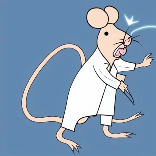 Rat cartoon happy lab coat lightning bolt