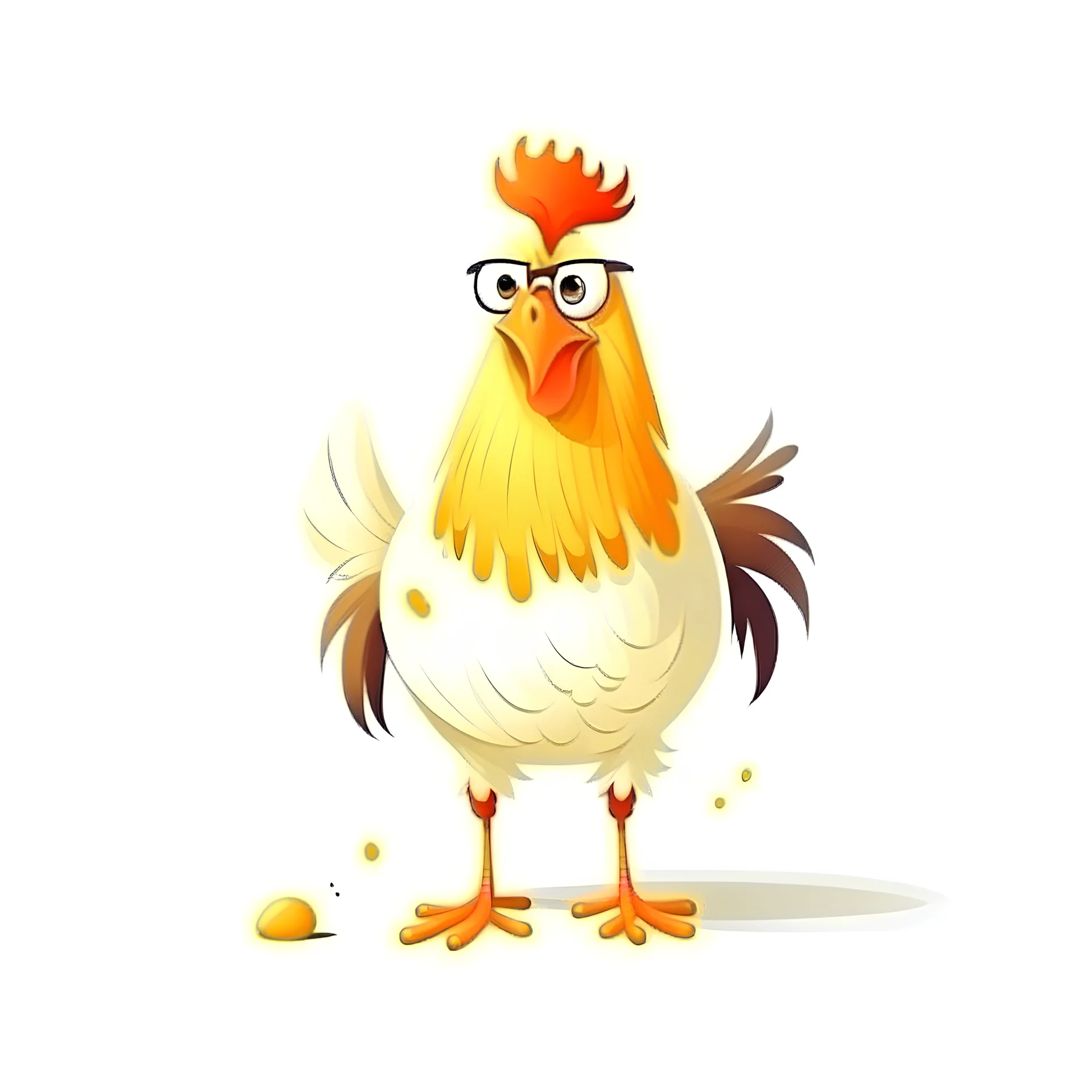 funny chicken ass illustration, white background