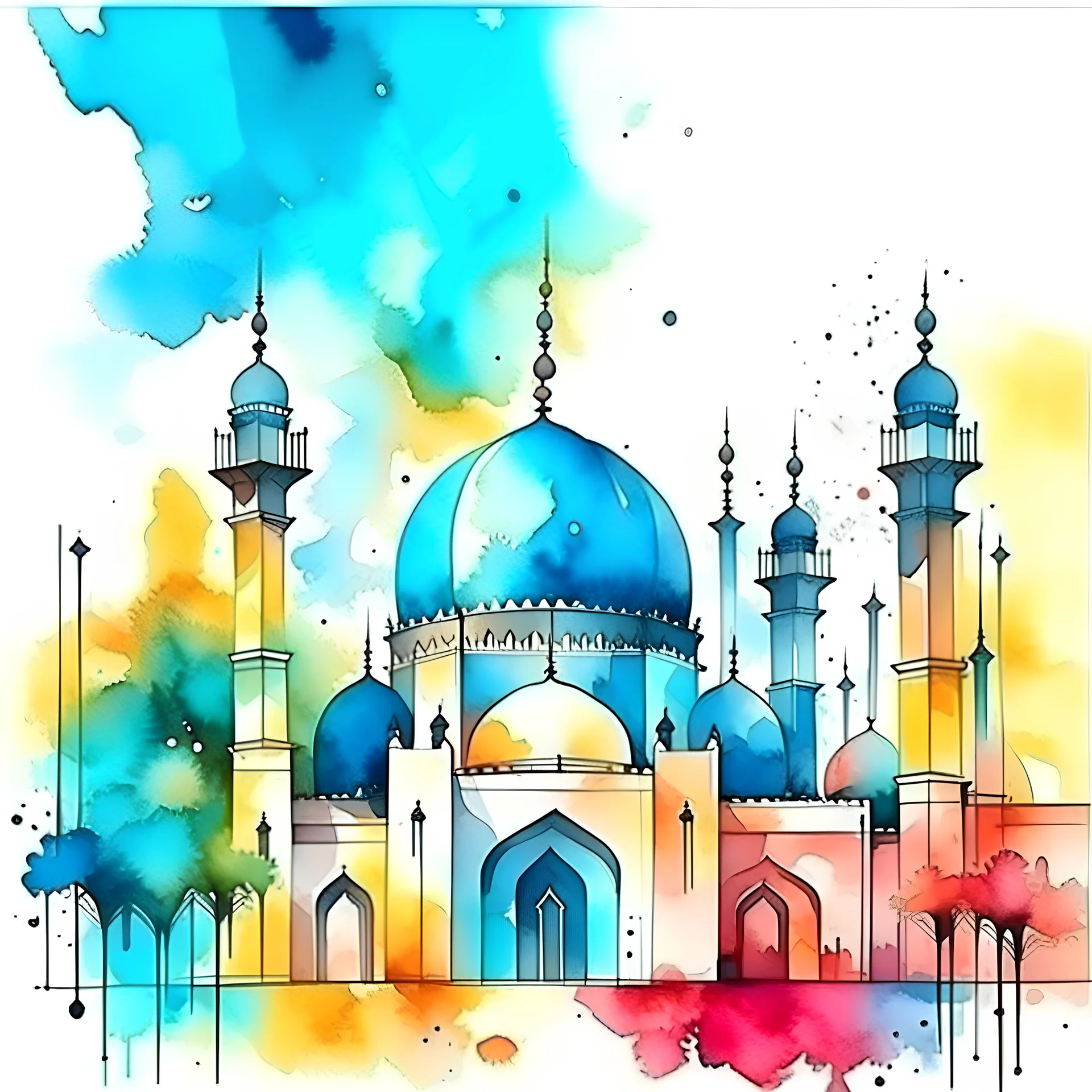 ramadan kareem mosk watercolor
