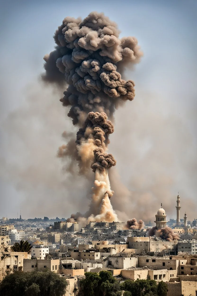 A plume of smoke rises in the sky of Gaza City during an Israeli airstrike, Oct. 9, 2023, as Israel’s military relentlessly pounded the Palestinian territory overnight and into the day as fighting with Hamas continued. [Mahmud Hams/AFP]