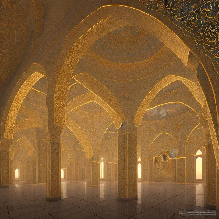 Paradise, a mosque, Qatar city, realistic, Quran, outside view, and cinematic license.