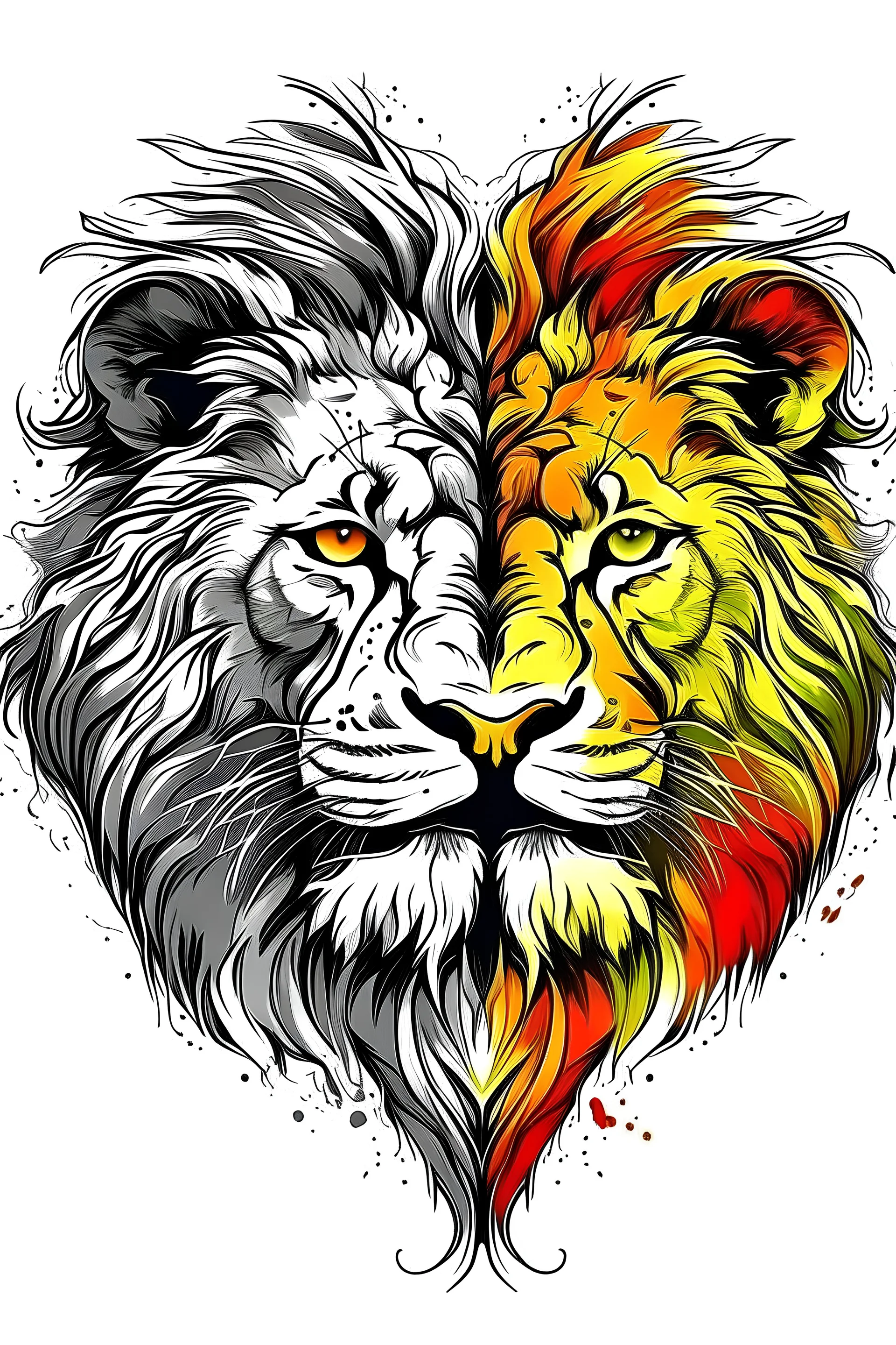 Lions' head with two color