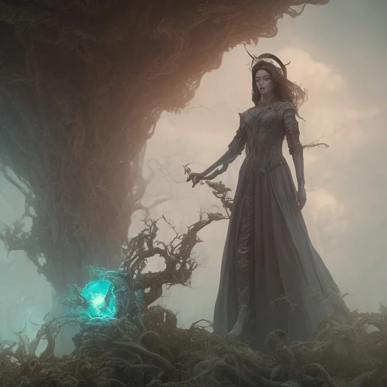 Fantasy portrait of a beautiful witch with a spiral wand in her hand as Avatar (film) by Greg Rutkowski, Song Choi, Mitchell Morehauser, Masij Cucciara, Johnson Ting, Maxim Verhein, Peter Koenig, 8k photorealistic, cinematic lighting, HD, high detail , dramatic, atmospheric, popular art station